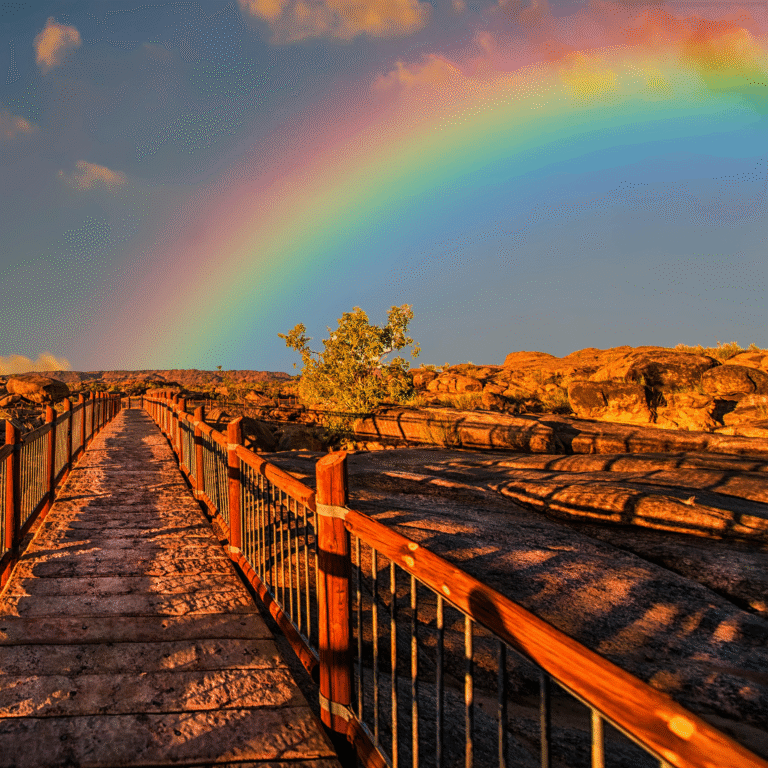 The cover art for "Somewhere" by Art of the Cynic, showing a desert landscape and a rainbow.